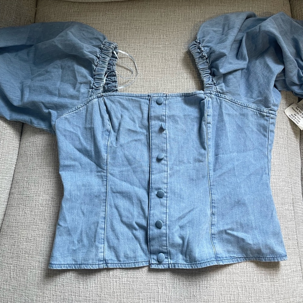 Denim corset button down